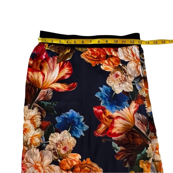 HARK + HAMMER SILK MIDI SKIRT + NAVY BOUQUET STRETCH SILK XS FLORAL - Picture 10 of 16